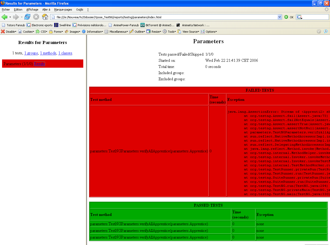 Aperu reporting TestNG