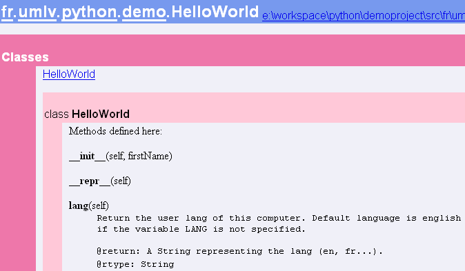 Documentation avec pydoc serveur