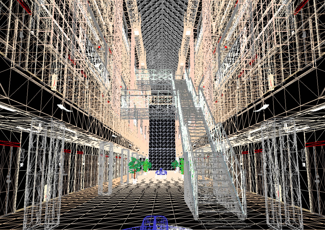 Scène 3D en vue 'fil de fer'