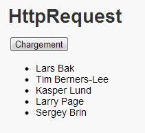 Page HTML avec le résultat de la requête