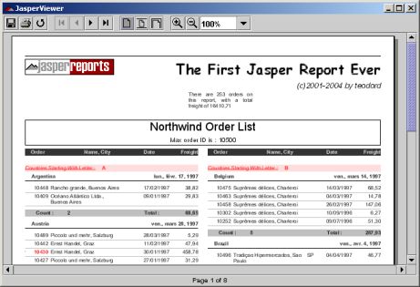 first jasperreport ever